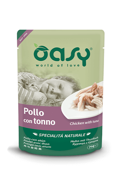 Oasy Specialità Naturale Pollo con Tonno 70gr Oasy Specialità Naturale Pollo con Tonno 70gr